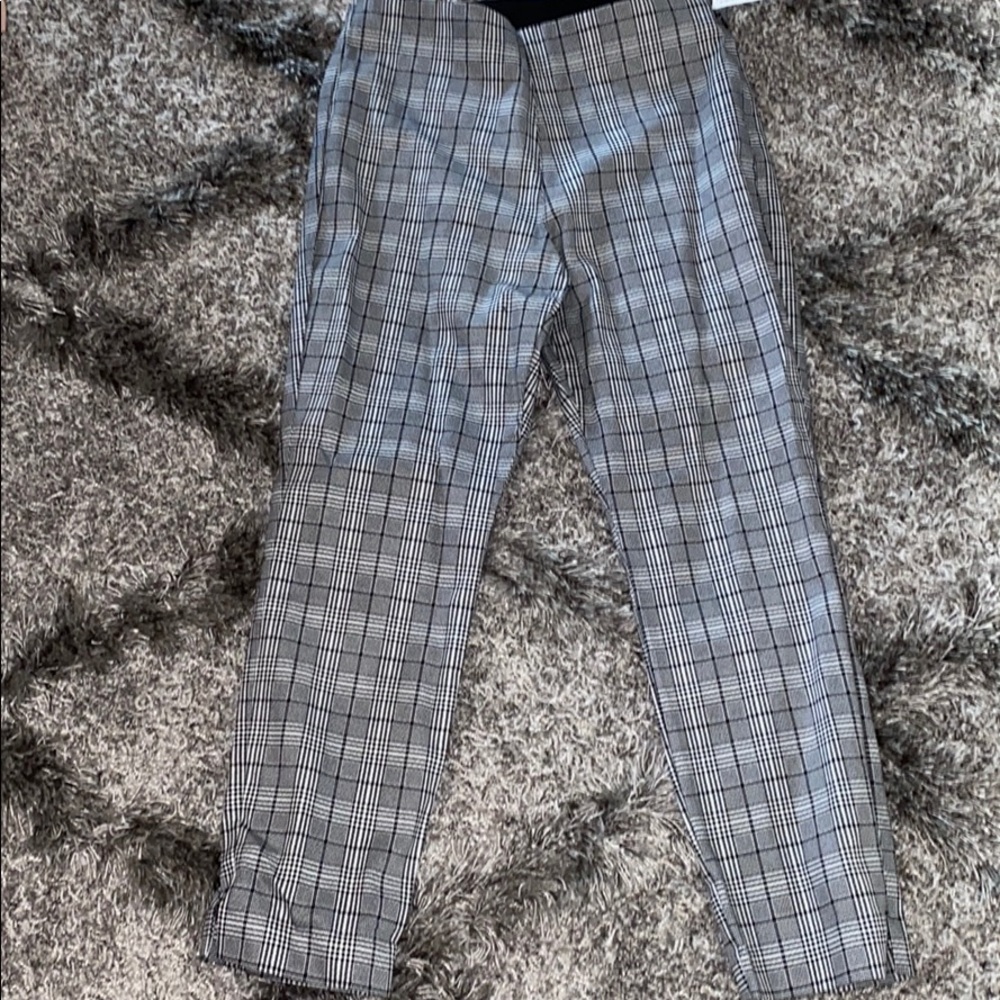 Plaid elastic pants
